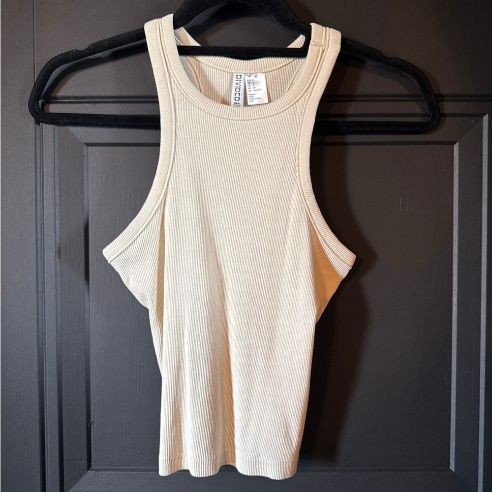 H&M Cream Ribbed Tank Top